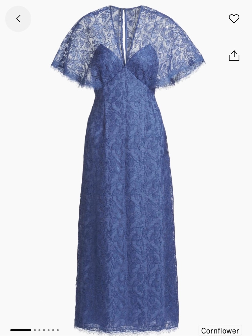 Lela Rose Cornflower Tulip Lace Cape Sleeve Midi Dress NWT Size 4